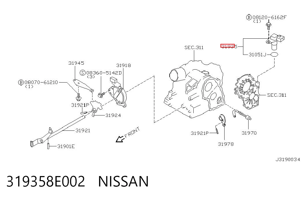 319358E002 Nissan/Infiniti Sensor de velocidade