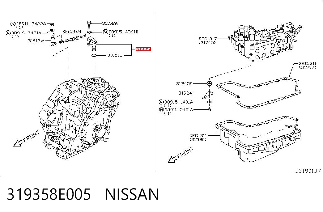 319358E005 Nissan/Infiniti Sensor de velocidade