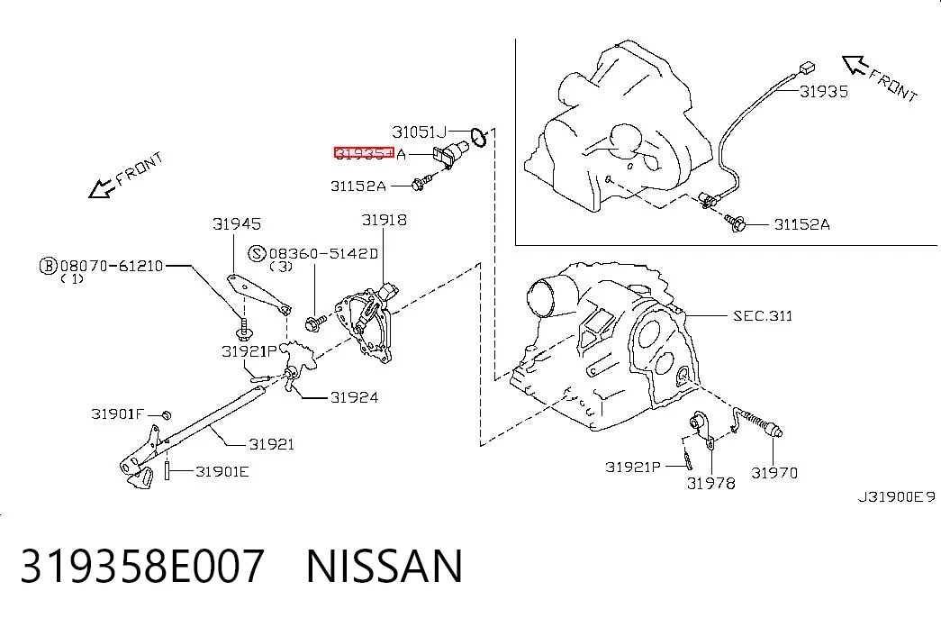 319358E007 Nissan/Infiniti Sensor de velocidade