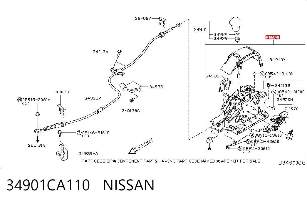 Mecanismo de mudança (ligação) Nissan Murano Z50 ao melhor preço