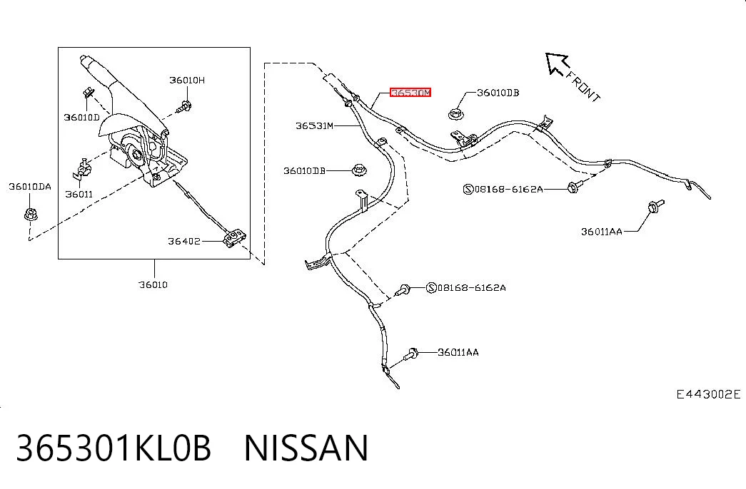Cabo do freio de estacionamento traseiro direito Nissan JUKE  F15 ao melhor preço