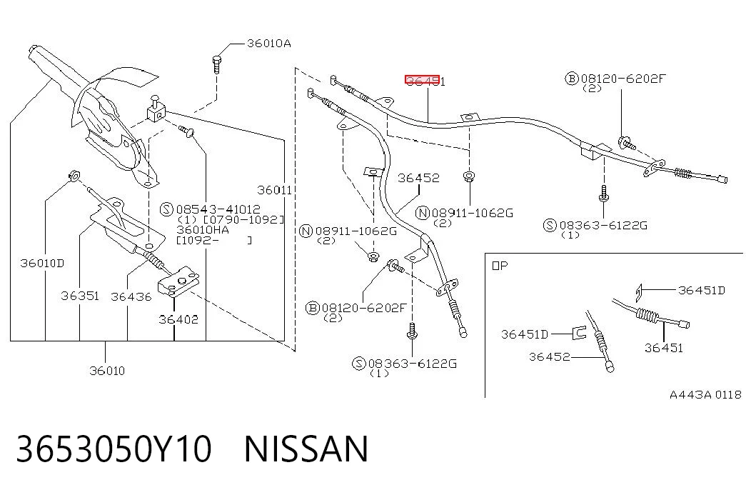 Cabo do freio de estacionamento traseiro direito Nissan Sunny III N14 ao melhor preço