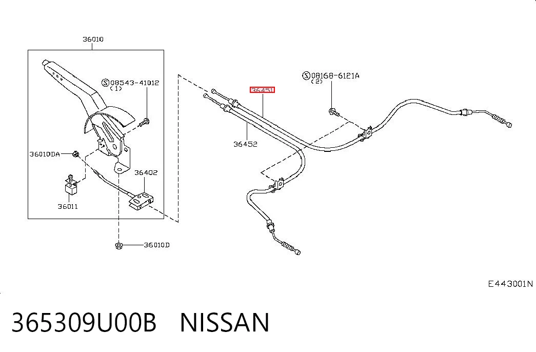 Cabo do freio de estacionamento traseiro direito Nissan Note  E11 ao melhor preço