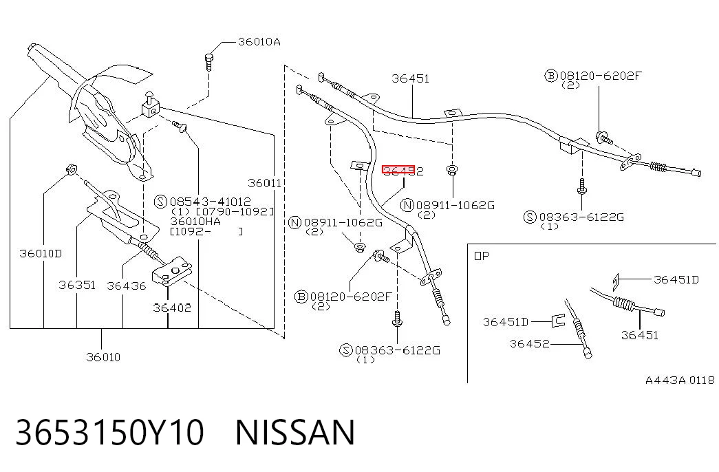 Cabo do freio de estacionamento traseiro esquerdo Nissan Sunny III N14 ao melhor preço