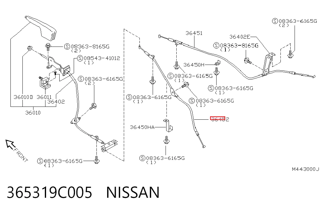 Cabo do freio de estacionamento traseiro esquerdo Nissan Vanette CARGO C23