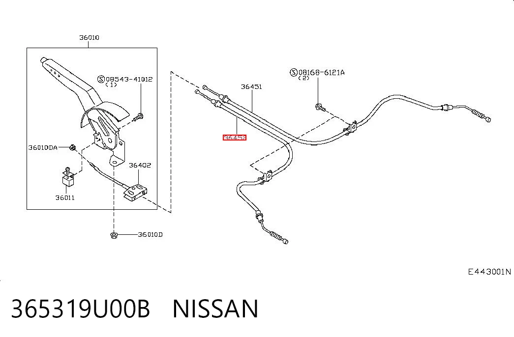 Cabo do freio de estacionamento traseiro esquerdo Nissan Note E11 ao melhor preço