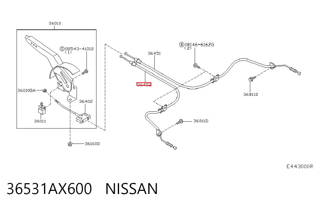 Cabo do freio de estacionamento traseiro esquerdo Nissan Micra K12 ao melhor preço