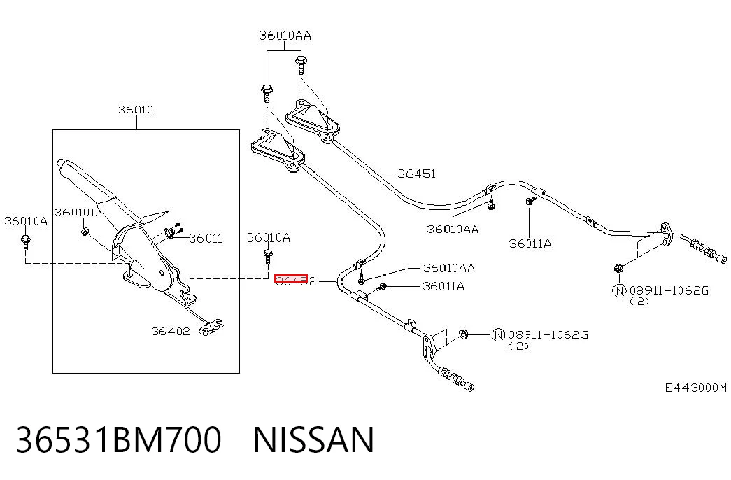 Cabo do freio de estacionamento traseiro esquerdo Nissan Almera II N16 ao melhor preço