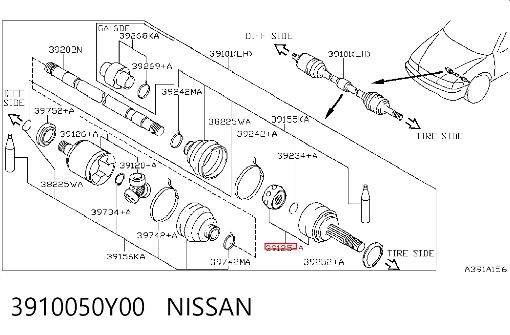  Junta homocinética externa dianteira Nissan Sunny III liftback (N14) (1990 - 1995) III