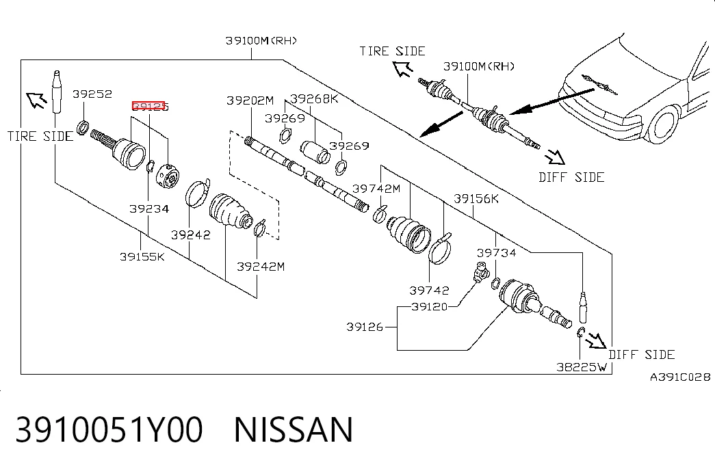Compre Junta homocinética externa dianteira Nissan Sunny 3