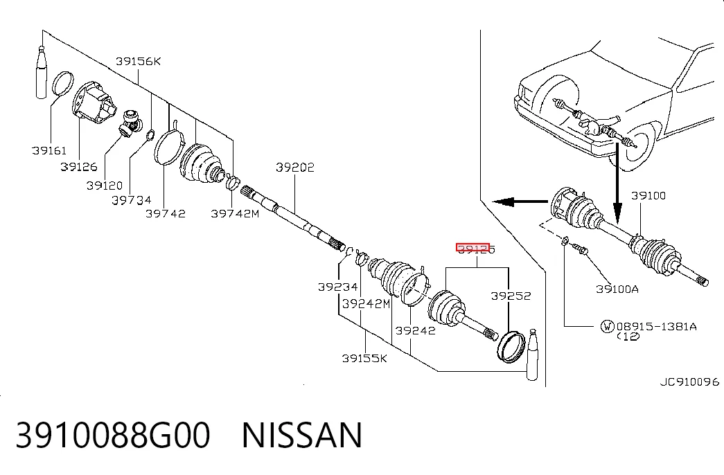 Junta homocinética externa dianteira Nissan Terrano I WD21