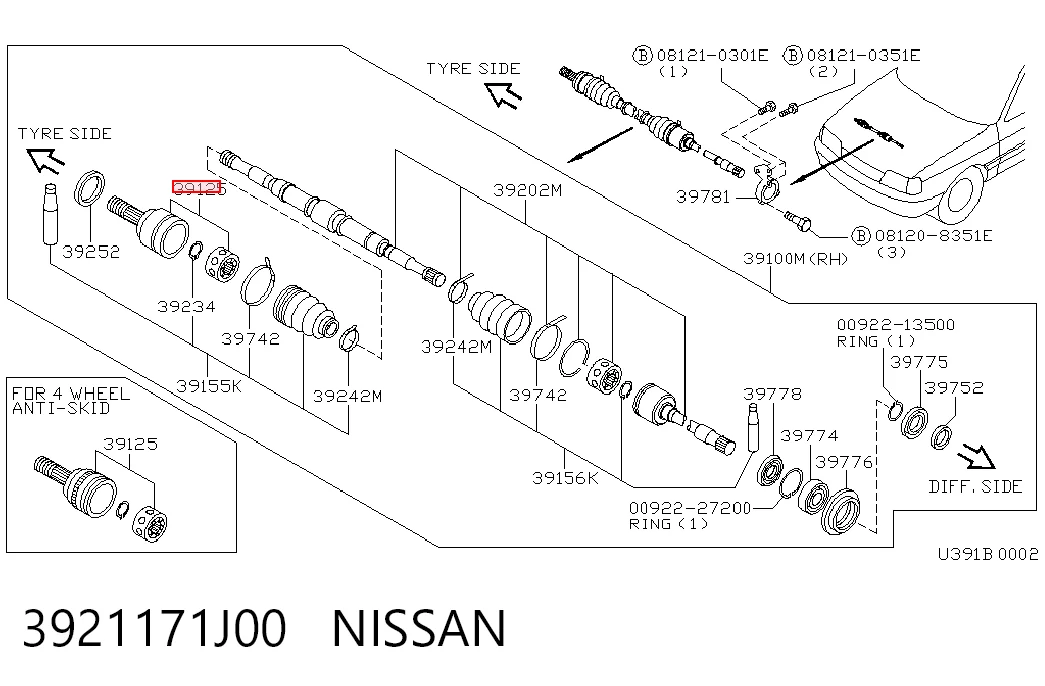 Junta homocinética externa dianteira Nissan Primera  W10
