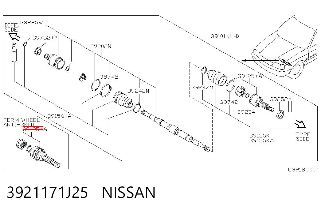  Junta homocinética externa dianteira Nissan Primera carrinha (W10) (1990 - 1996) 