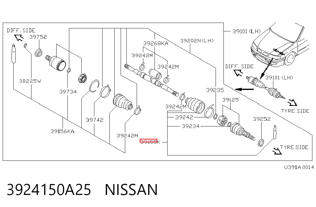 Compre Bota de proteção externa de junta homocinética do semieixo dianteiro Nissan Sunny 2