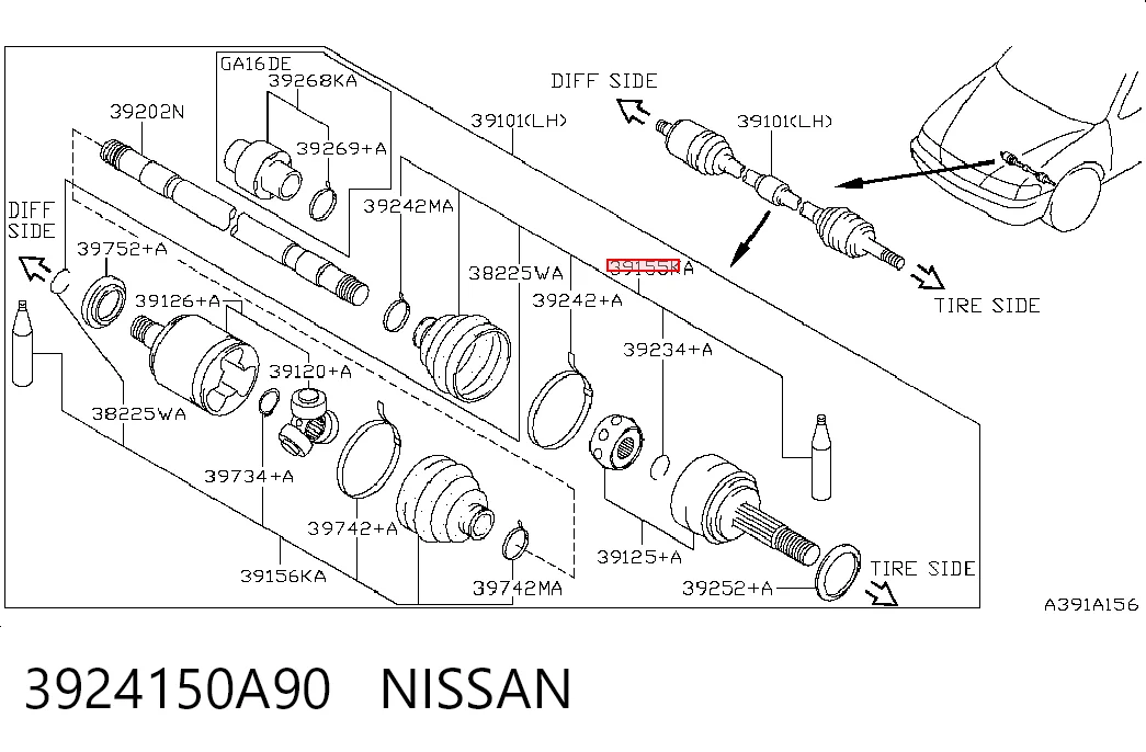 Bota de proteção externa de junta homocinética do semieixo dianteiro para Nissan Sunny B11