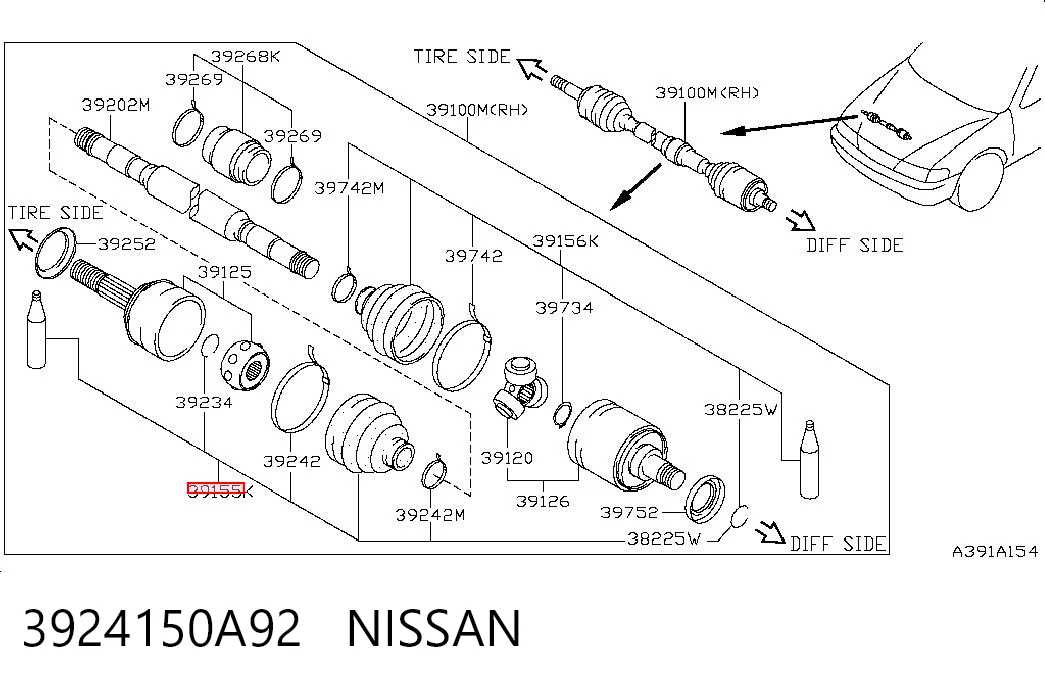  Bota de proteção externa de junta homocinética do semieixo dianteiro Nissan Sunny I sedan (B11) (1981 - 1985) I