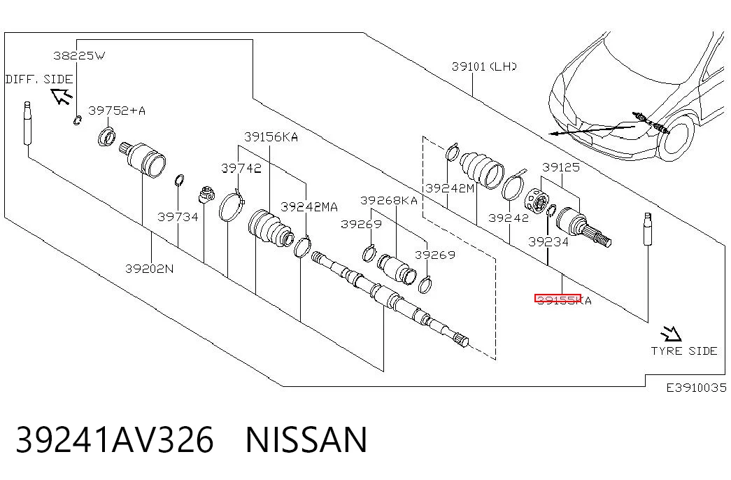 Bota de proteção externa de junta homocinética do semieixo dianteiro para Mitsubishi Space Star  DG0