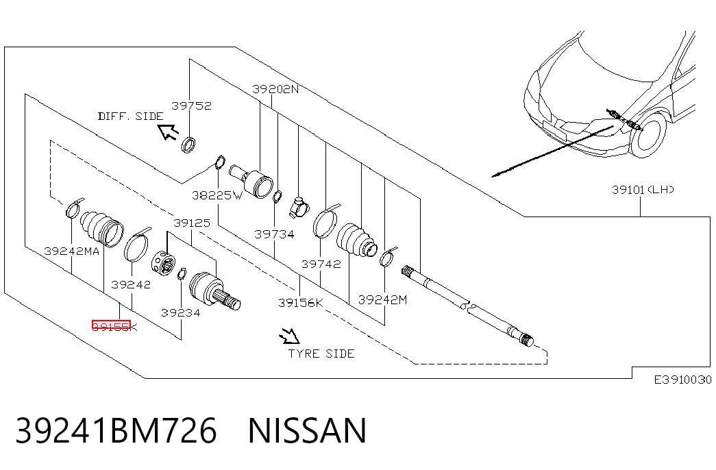 Bota de proteção externa de junta homocinética do semieixo dianteiro para Nissan Primera  P12