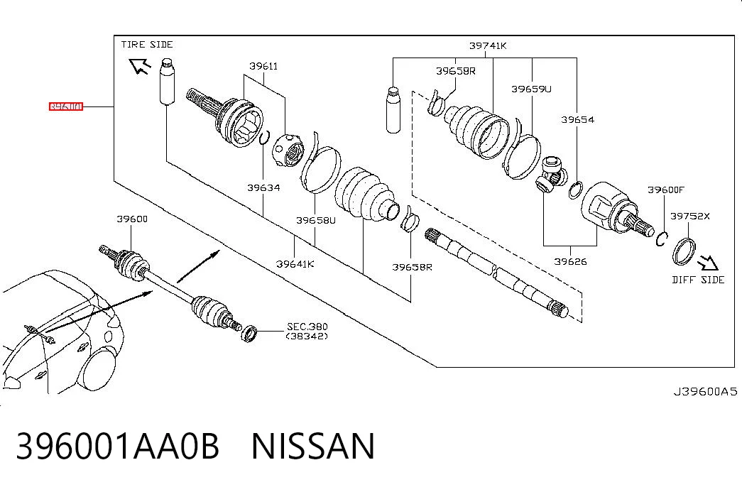 Semieixo traseiro para Nissan Murano Z50