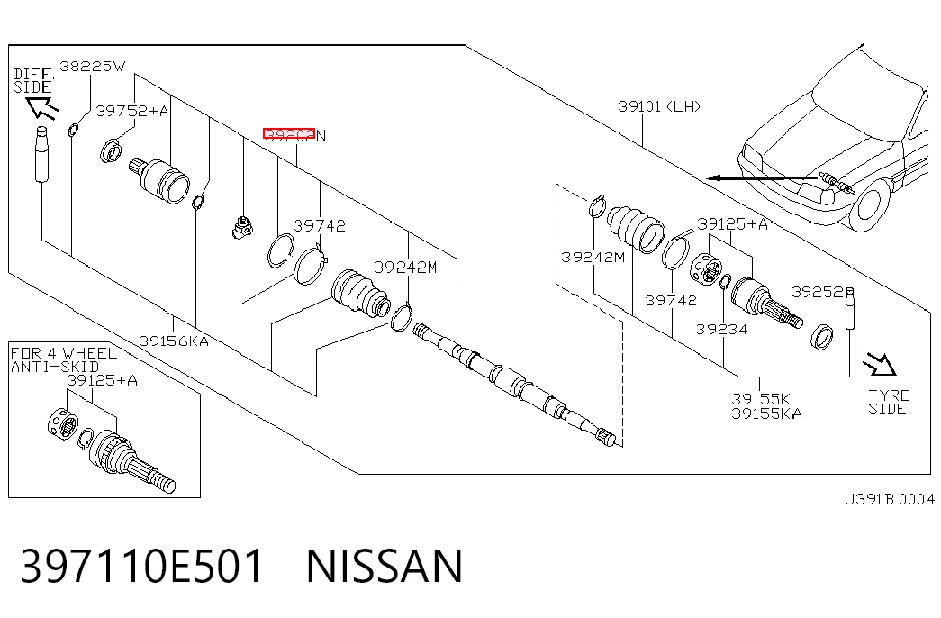 Compre 3920570J25 VAG Junta homocinética interna dianteira esquerda