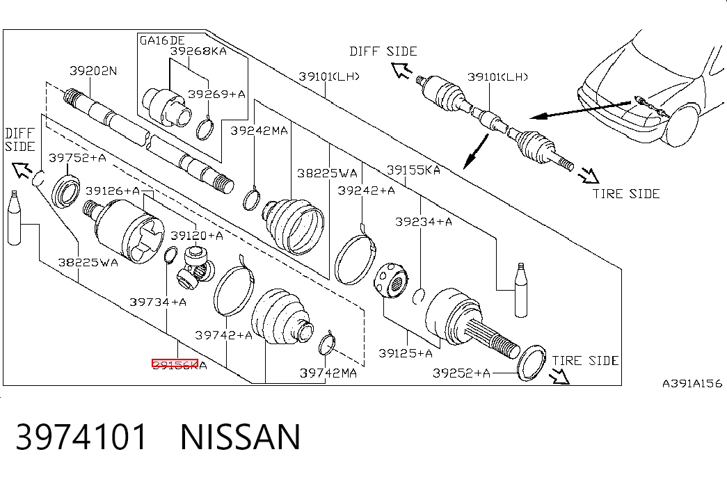 Bota de proteção interna de junta homocinética do semieixo dianteiro Nissan Sunny III N14