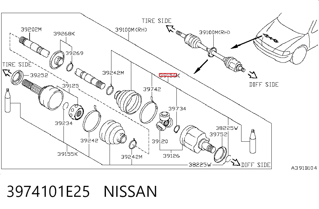 Compre Bota de proteção interna de junta homocinética do semieixo dianteiro Nissan Sunny 3