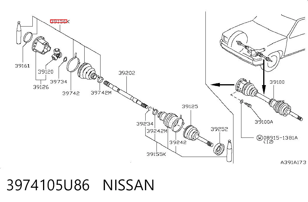  Bota de proteção interna de junta homocinética do semieixo dianteiro Nissan Pathfinder SUV (R50) (1995 - 2004) 