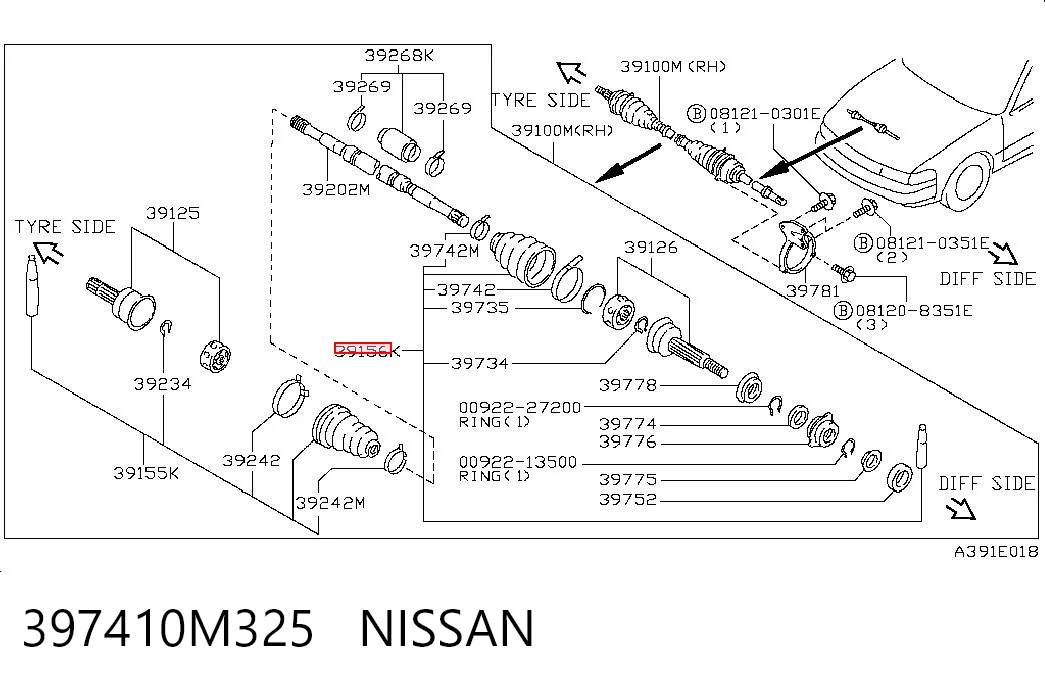 Bota de proteção interna de junta homocinética do semieixo dianteiro para Nissan Primera P11