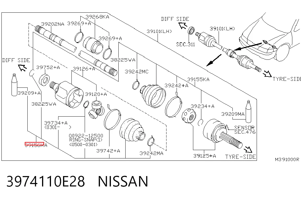  Bota de proteção interna de junta homocinética do semieixo dianteiro Nissan Almera TINO monovolume (V10) (2000 - 2005) TINO