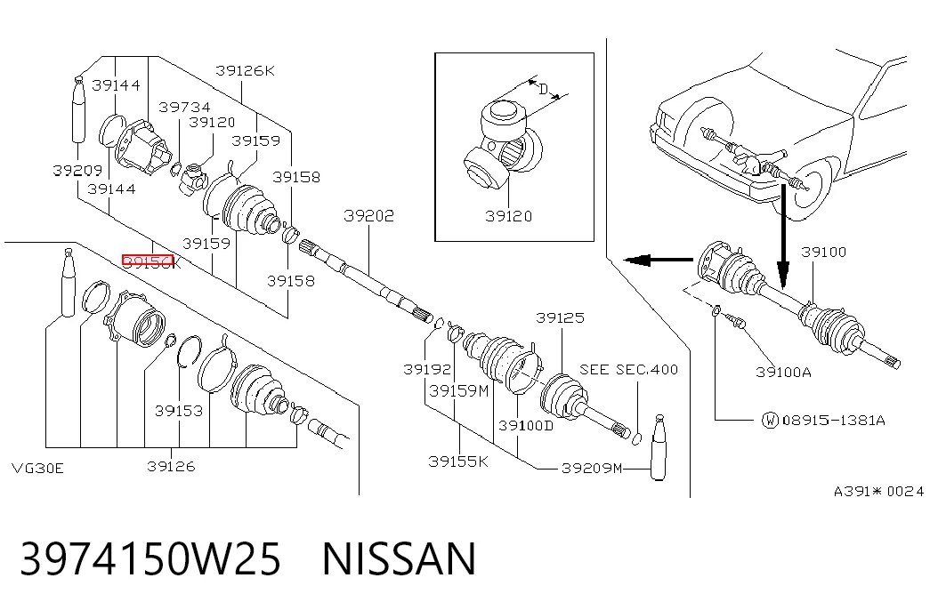Bota de proteção interna de junta homocinética do semieixo dianteiro Nissan Terrano I WD21