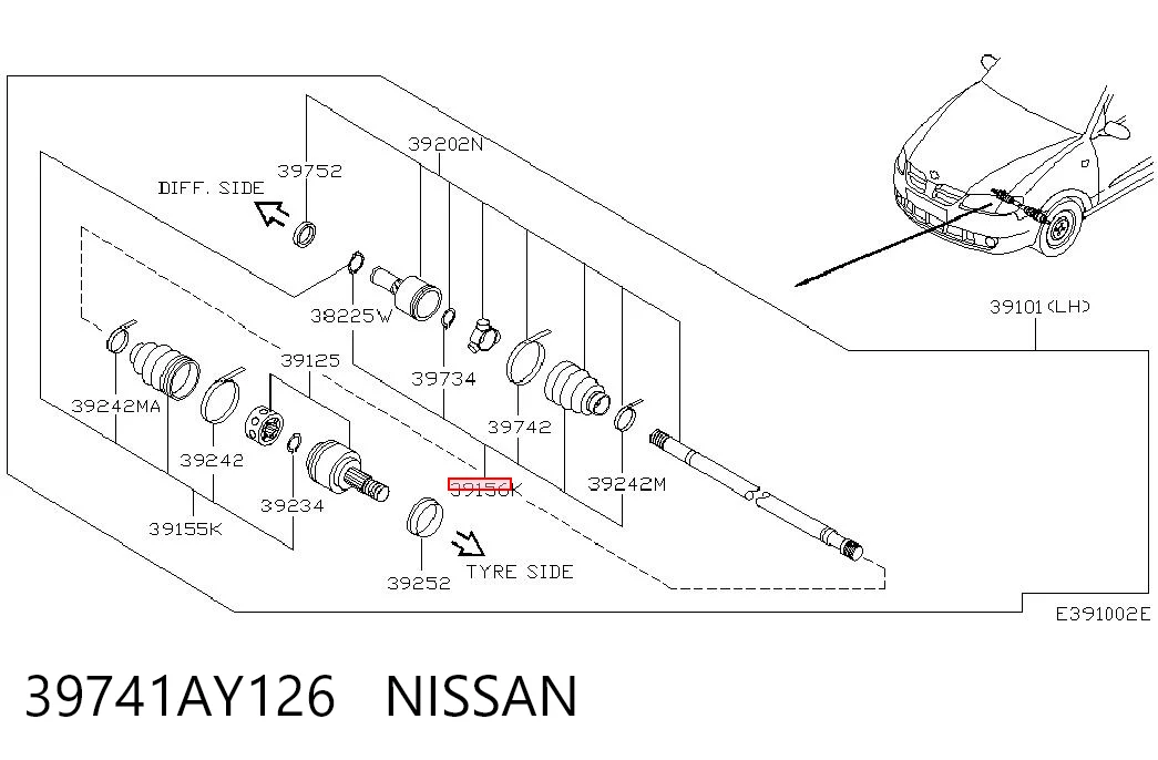  Bota de proteção interna de junta homocinética do semieixo dianteiro Toyota Yaris hatchback (P13) (2011 - 2020) 