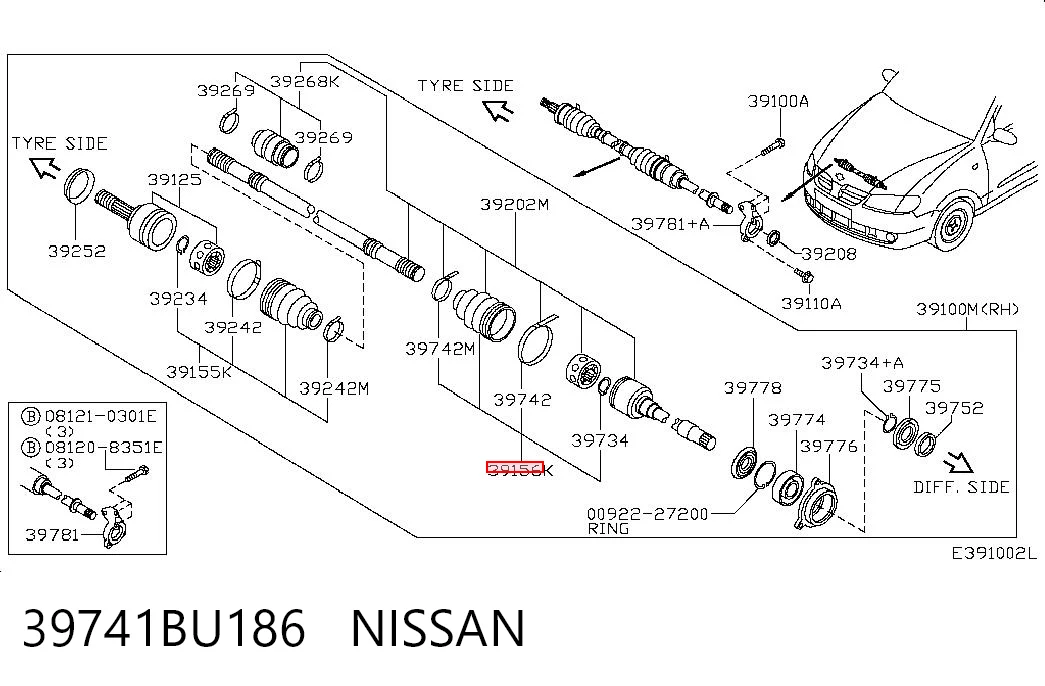 Bota de proteção interna de junta homocinética do semieixo dianteiro Mazda MD1922540A