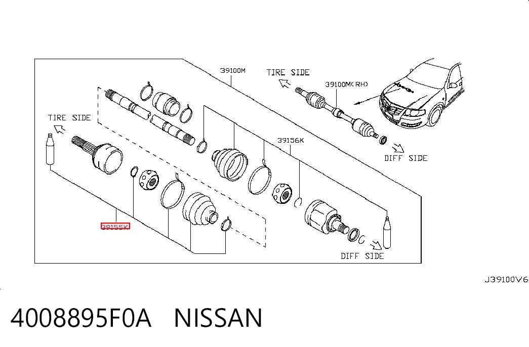 Bota de proteção externa de junta homocinética do semieixo dianteiro Nissan Almera  B10RS ao melhor preço