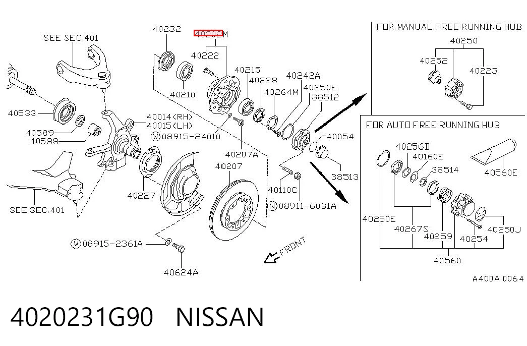 Cubo dianteiro Nissan Terrano I WD21