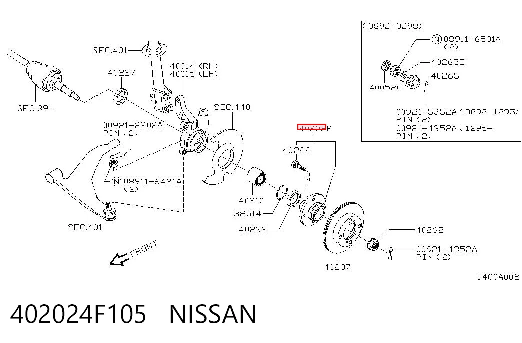 Cubo dianteiro para Nissan Micra  K11