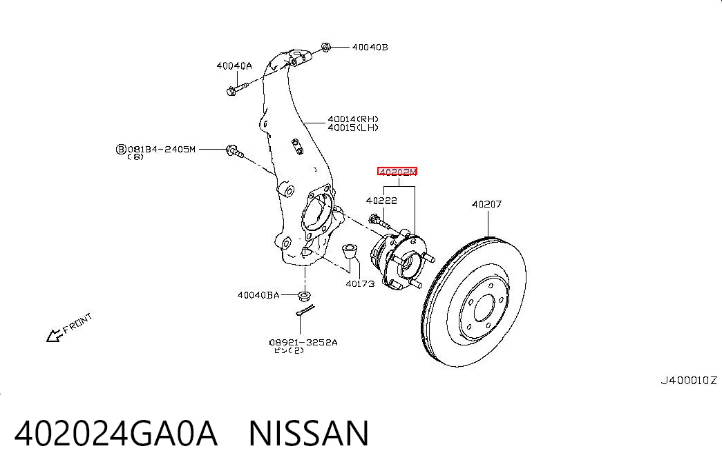 402024GA0A Nissan/Infiniti Cubo dianteiro