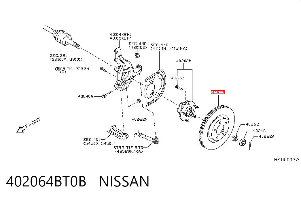 402064BT0B Nissan/Infiniti Disco do freio dianteiro