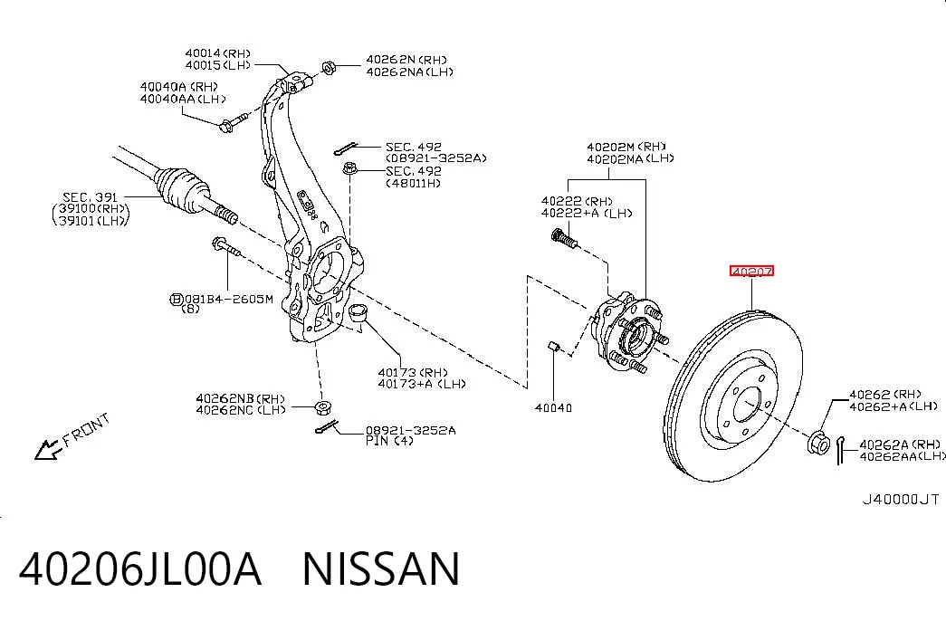 40206JL00A Nissan/Infiniti Disco do freio dianteiro