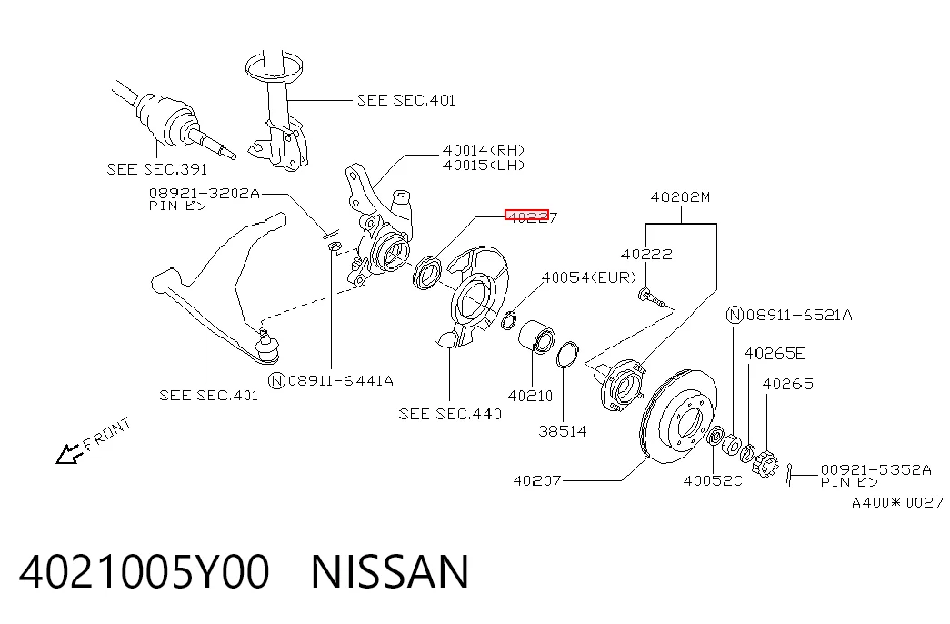 Rolamento de cubo dianteiro para Nissan Sunny II N13