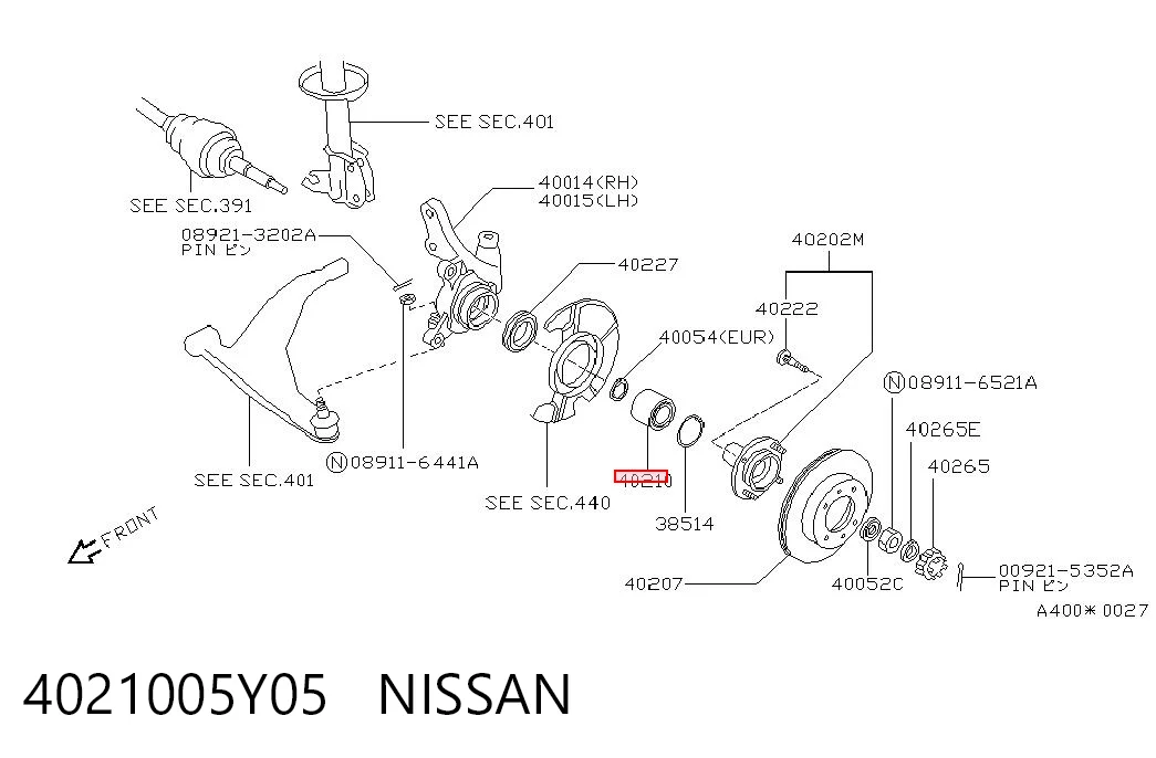 Rolamento de cubo dianteiro Nissan Sunny II N13