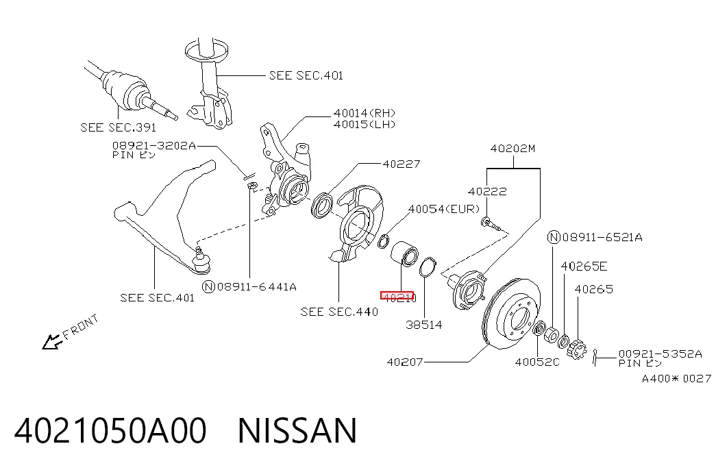  Rolamento de cubo dianteiro Nissan Sunny II sedan (N13) (1986 - 1991) II