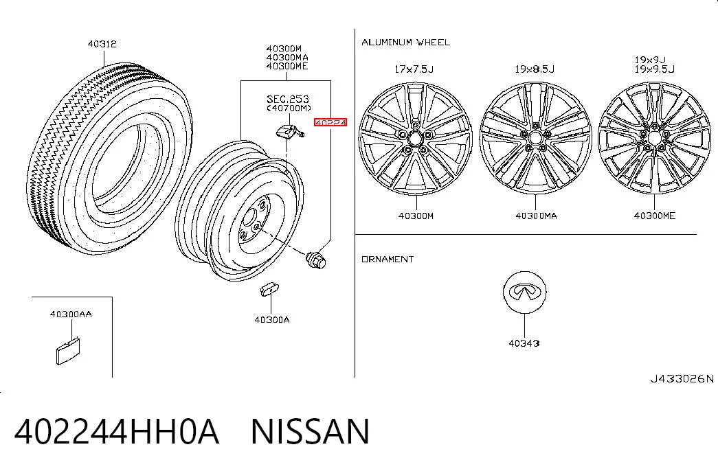 402244HH0A Nissan/Infiniti Porca de roda