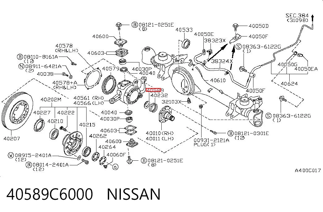40589C6000 Nissan/Infiniti Arruela de diferencial do eixo dianteiro