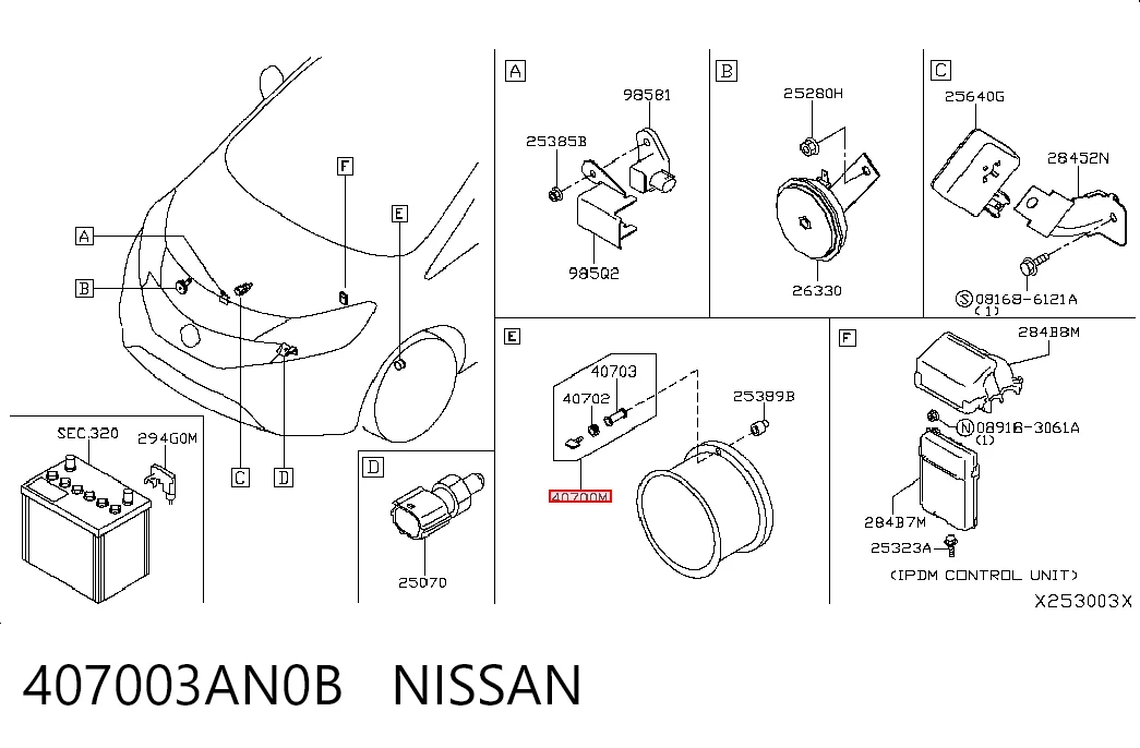 407003AN0B Nissan/Infiniti Sensor de pressão de ar nos pneus