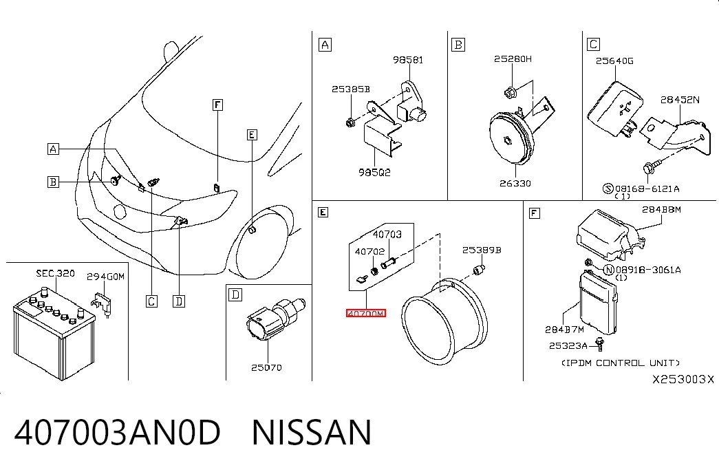 407003AN0D Nissan/Infiniti Sensor de pressão de ar nos pneus