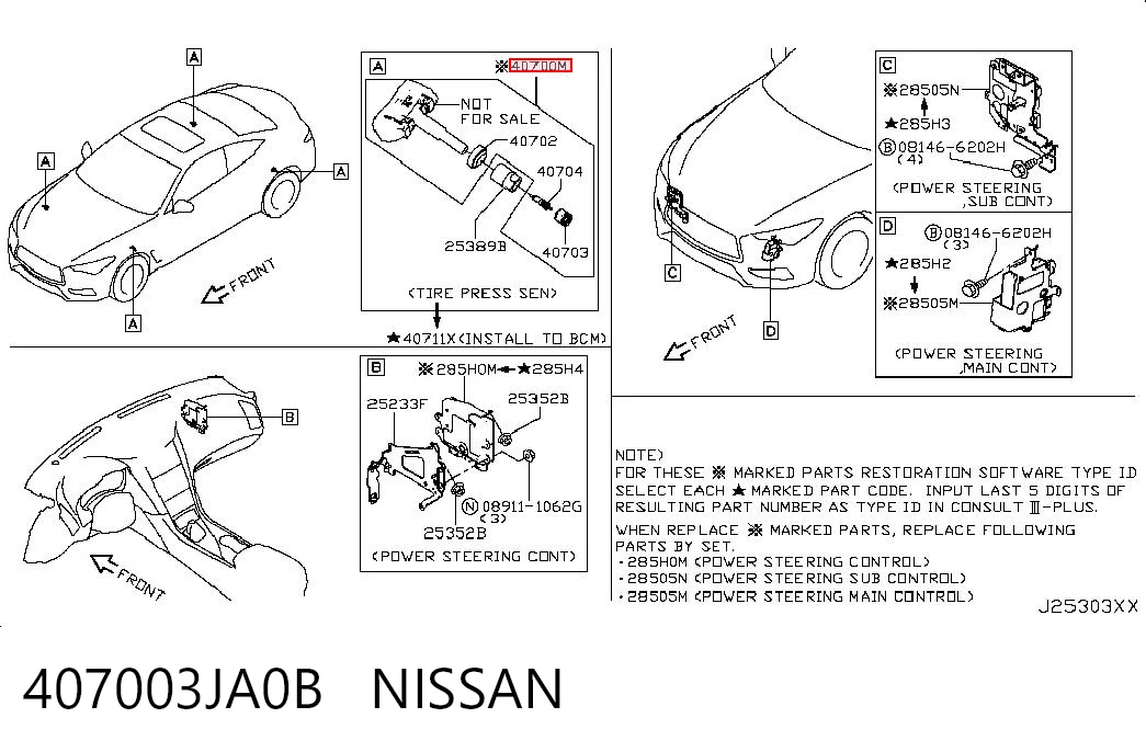 407003JA0B Nissan/Infiniti Sensor de pressão de ar nos pneus