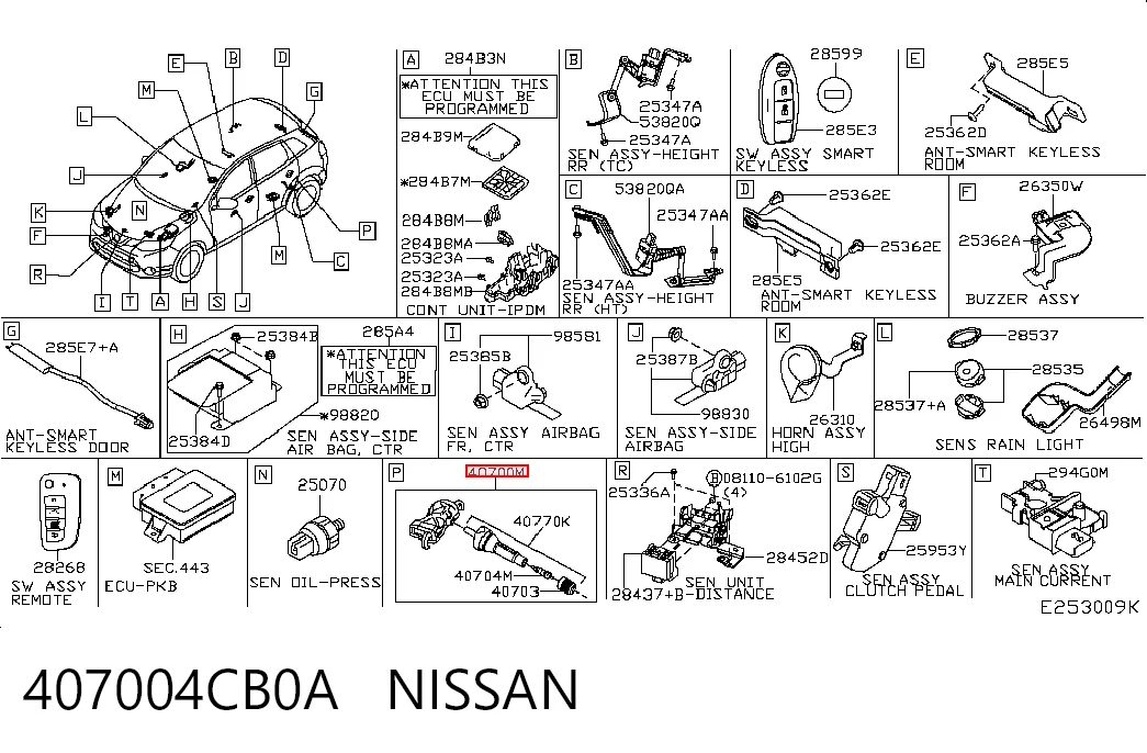 407004CB0A Nissan/Infiniti Sensor de pressão de ar nos pneus