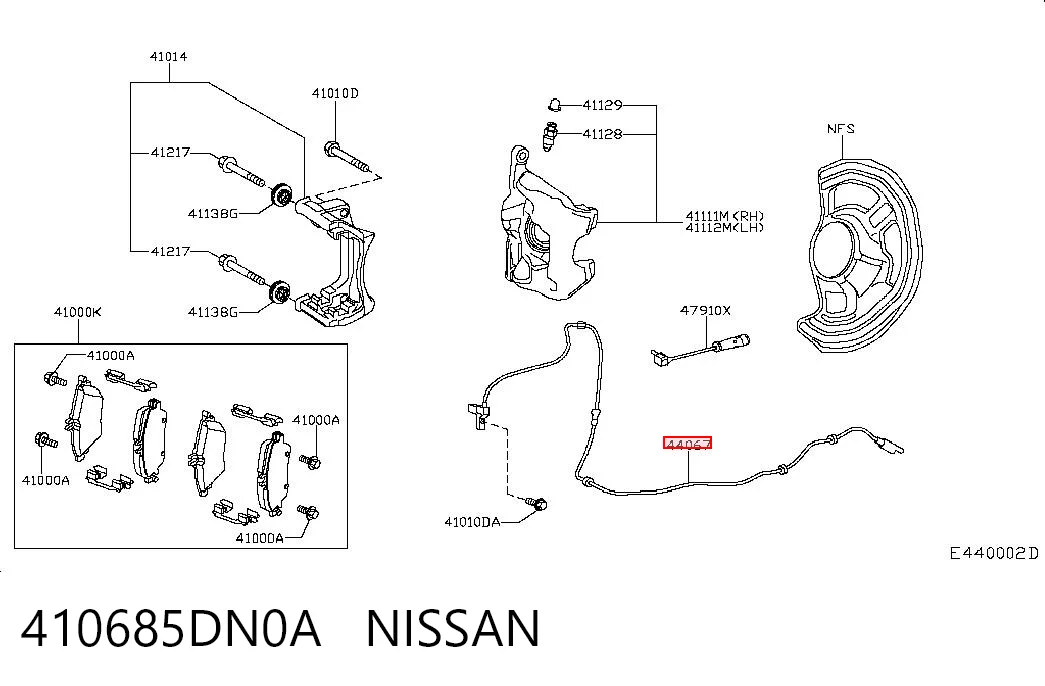 Sensor dianteiro de desgaste das sapatas do freio Mercedes E  A238