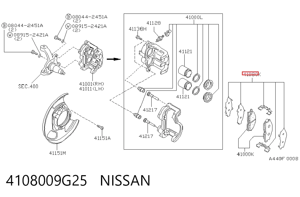 Kit de molas de fixação de sapatas de disco dianteiras Nissan Terrano I WD21 ao melhor preço