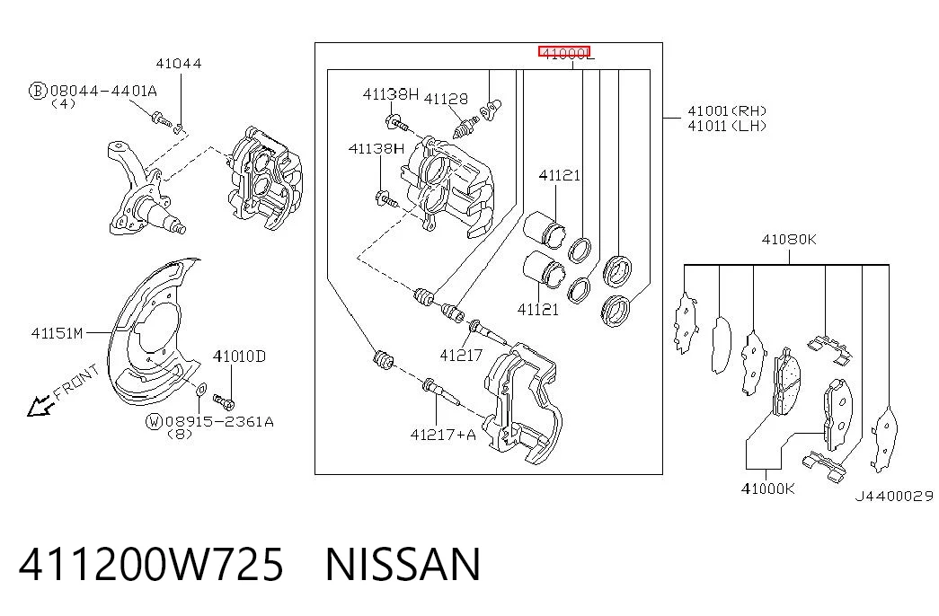 Kit de reparação de suporte do freio dianteiro para Nissan X-Trail  T30